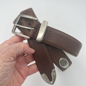 Brown Leather Belt with Silver Buckle